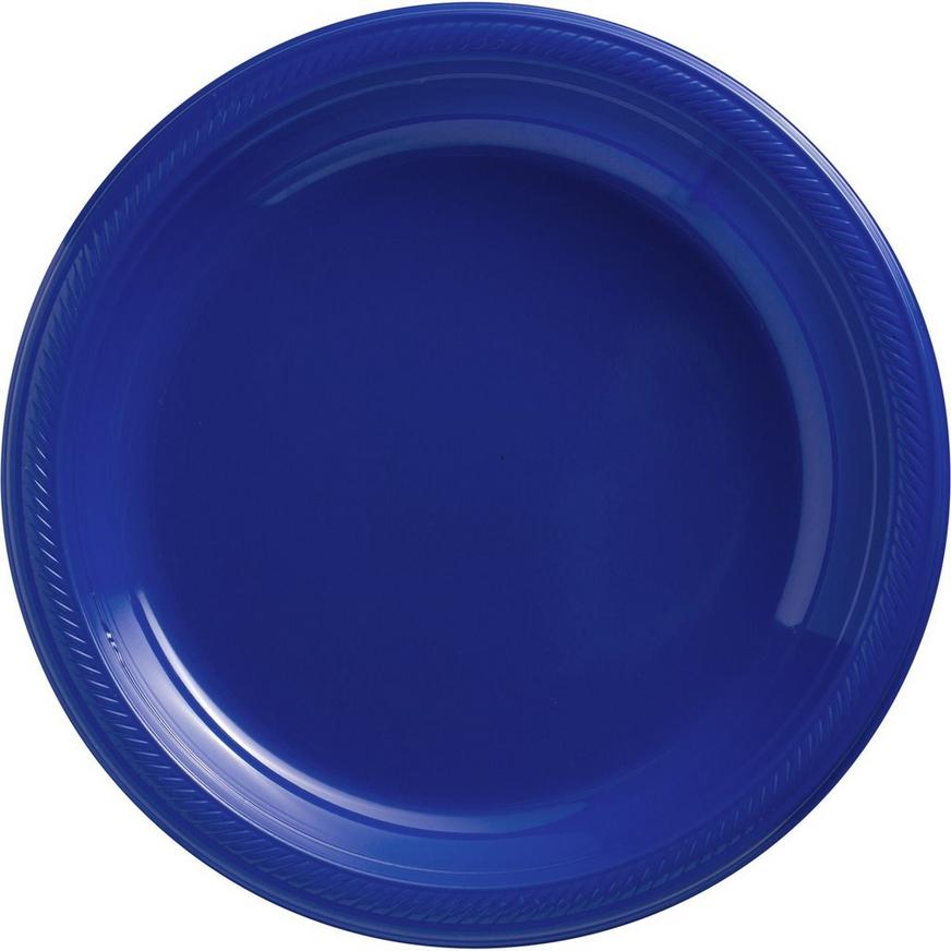 Royal Blue Plastic Dinner Plates, 10.25in, 50ct